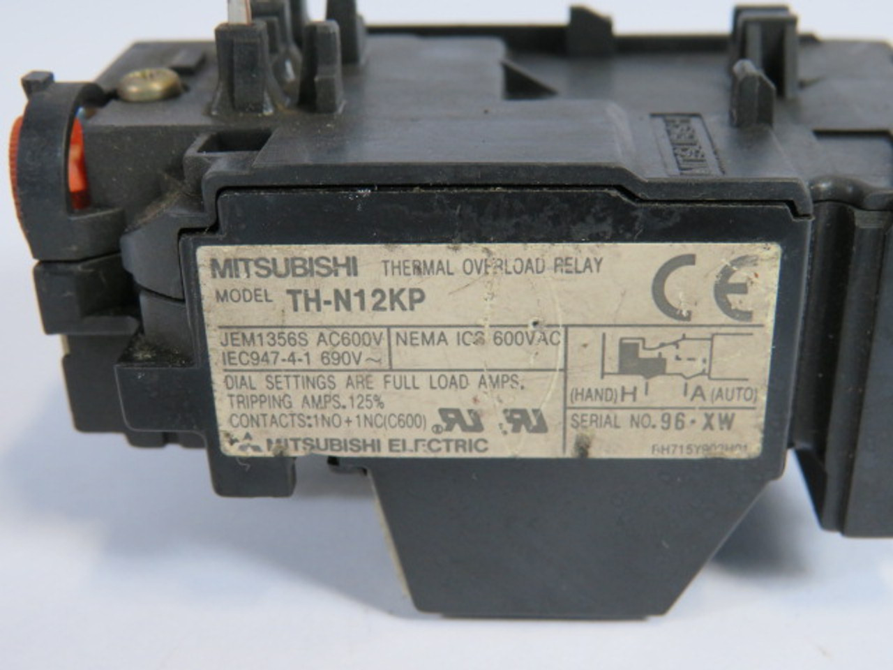 Mitsubishi Electric TH-N12KP Thermal Overload Relay 600VAC 7-11A USED