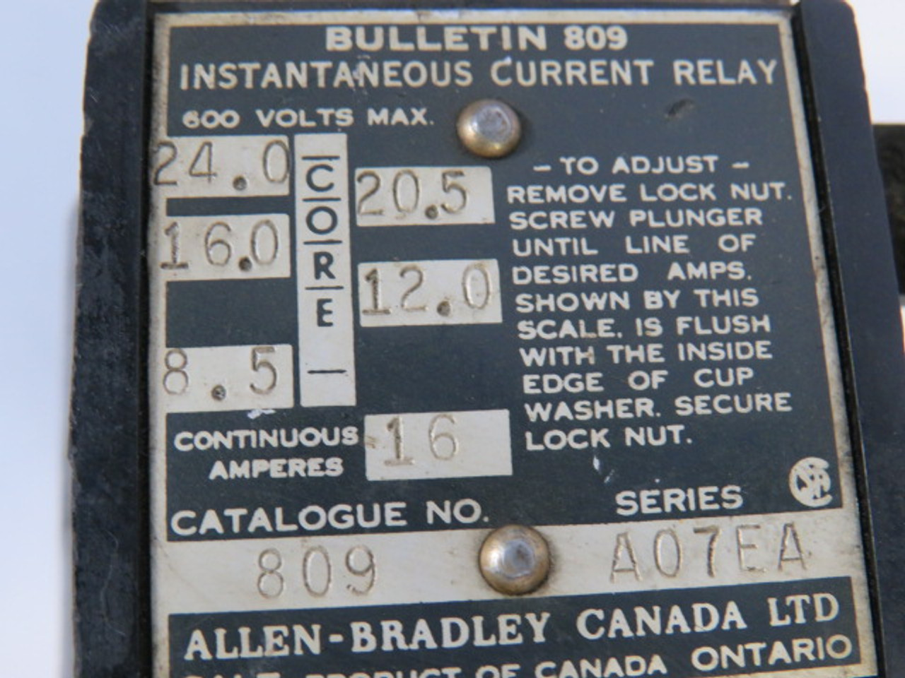 Allen-Bradley 809-A07E Series A Relay 600V USED