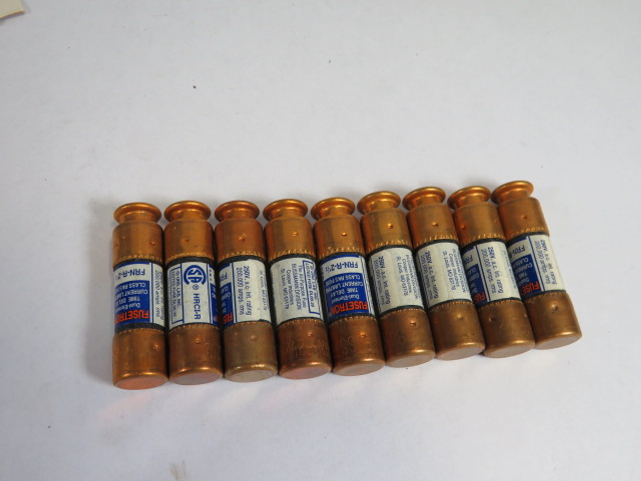Bussmann FRN-R-2-1/2 Time Delay Fuse 2-1/2A 600V Lot of 9 DAMAGE BOX NEW