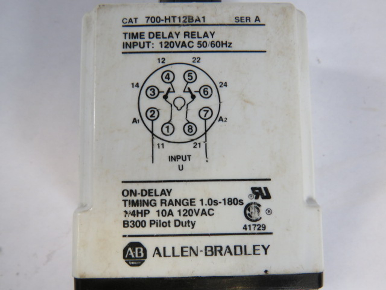 Allen-Bradley 700-HT12BA1 Time Delay Relay 120VAC 1s-180s SER A USED