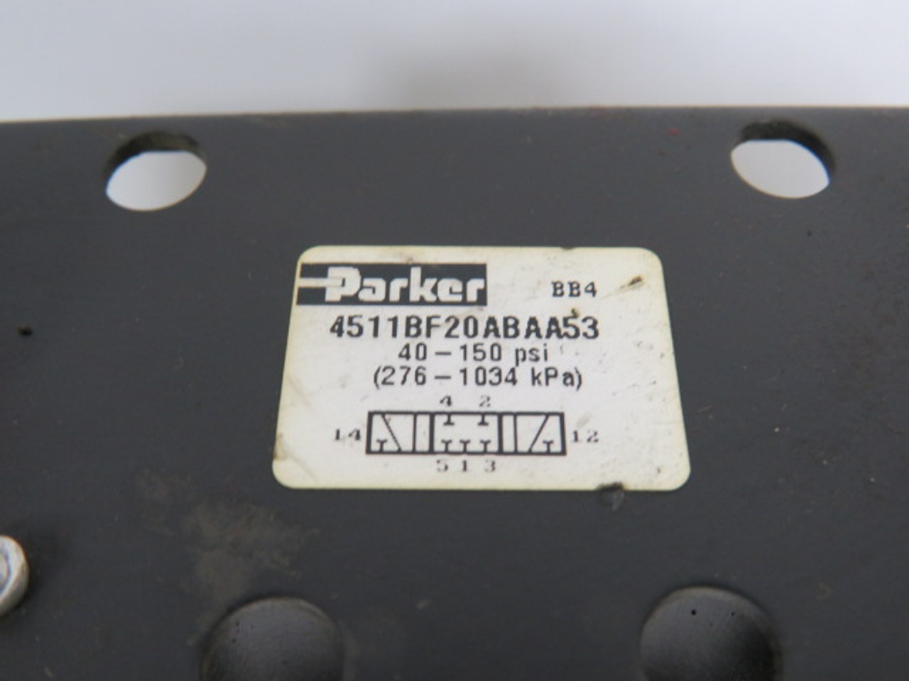 Parker 4511BF20ABAA53 Solenoid Valve w/ Base 40-150PSI USED
