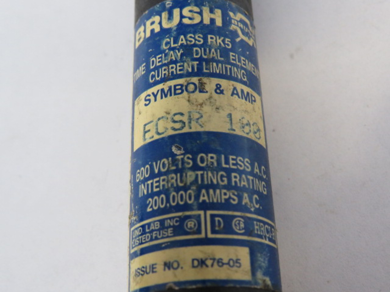 Brush ECSR-100 Current Limiting Fuse 100A 600VAC USED