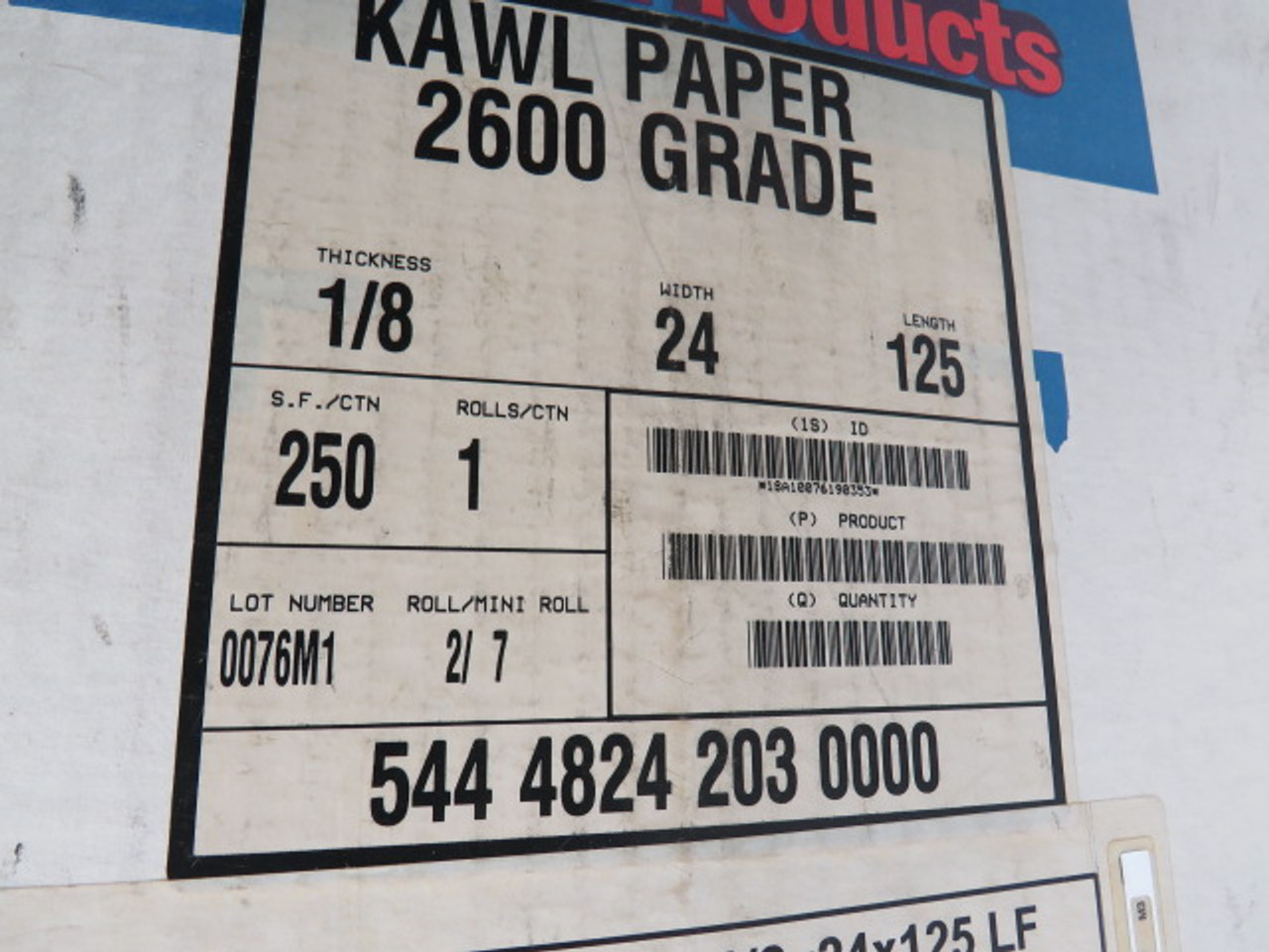 Thermal Ceramics 544-4824-203-0000 Kaowool Paper 2600 Grade ! NEW !