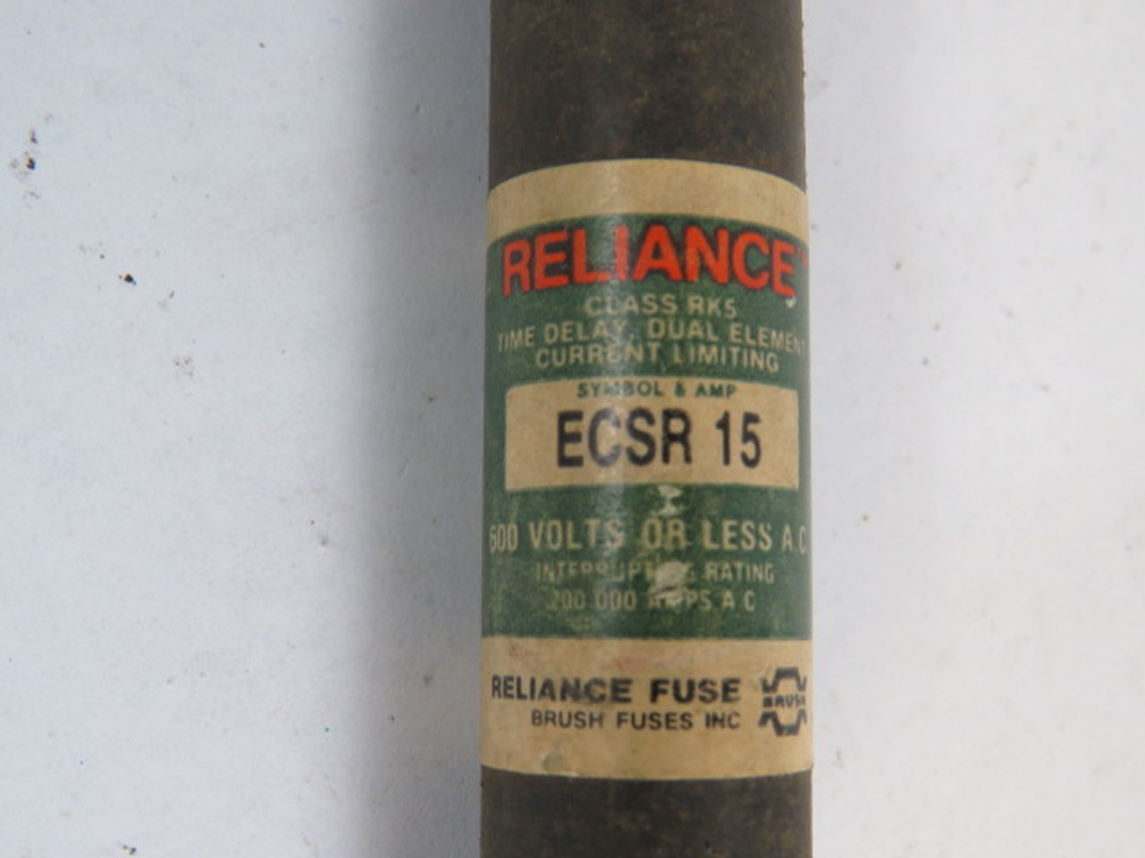 Reliance ECSR-15 Time Delay Fuse 15A 600V USED