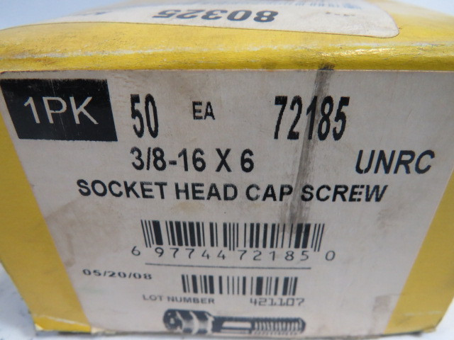 Holo-Krome 72185 Socket Head Cap Screw 3/8-16X6 50-Pack ! NEW !