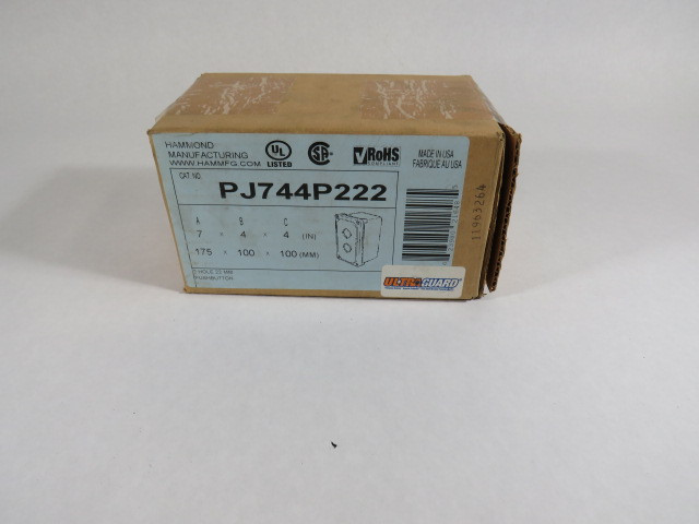 Hammond PJ744P222 7" x 4" x 4" Enclosure ! NEW !