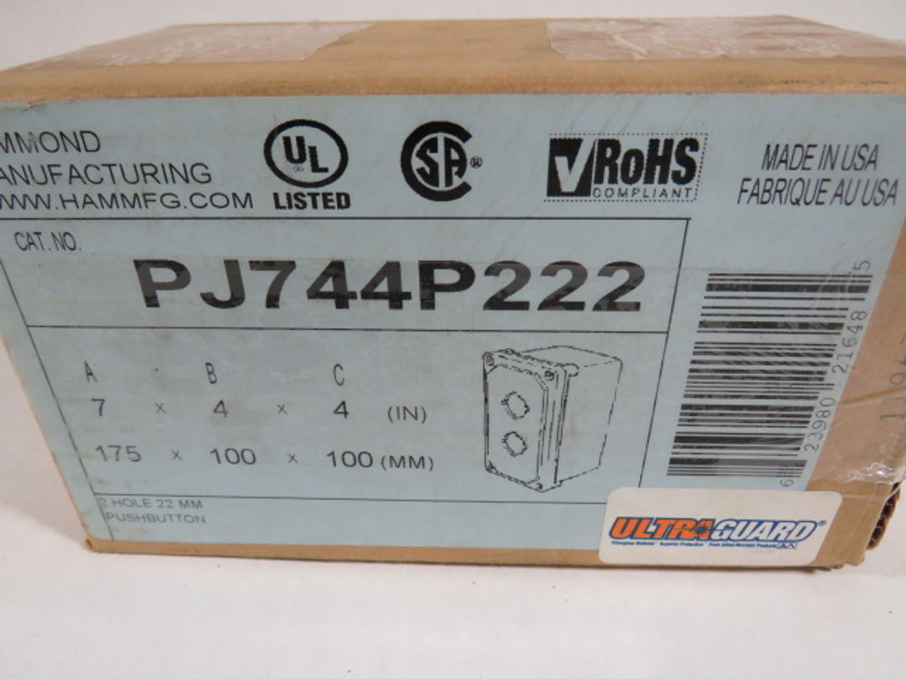 Hammond PJ744P222 7" x 4" x 4" Enclosure ! NEW !