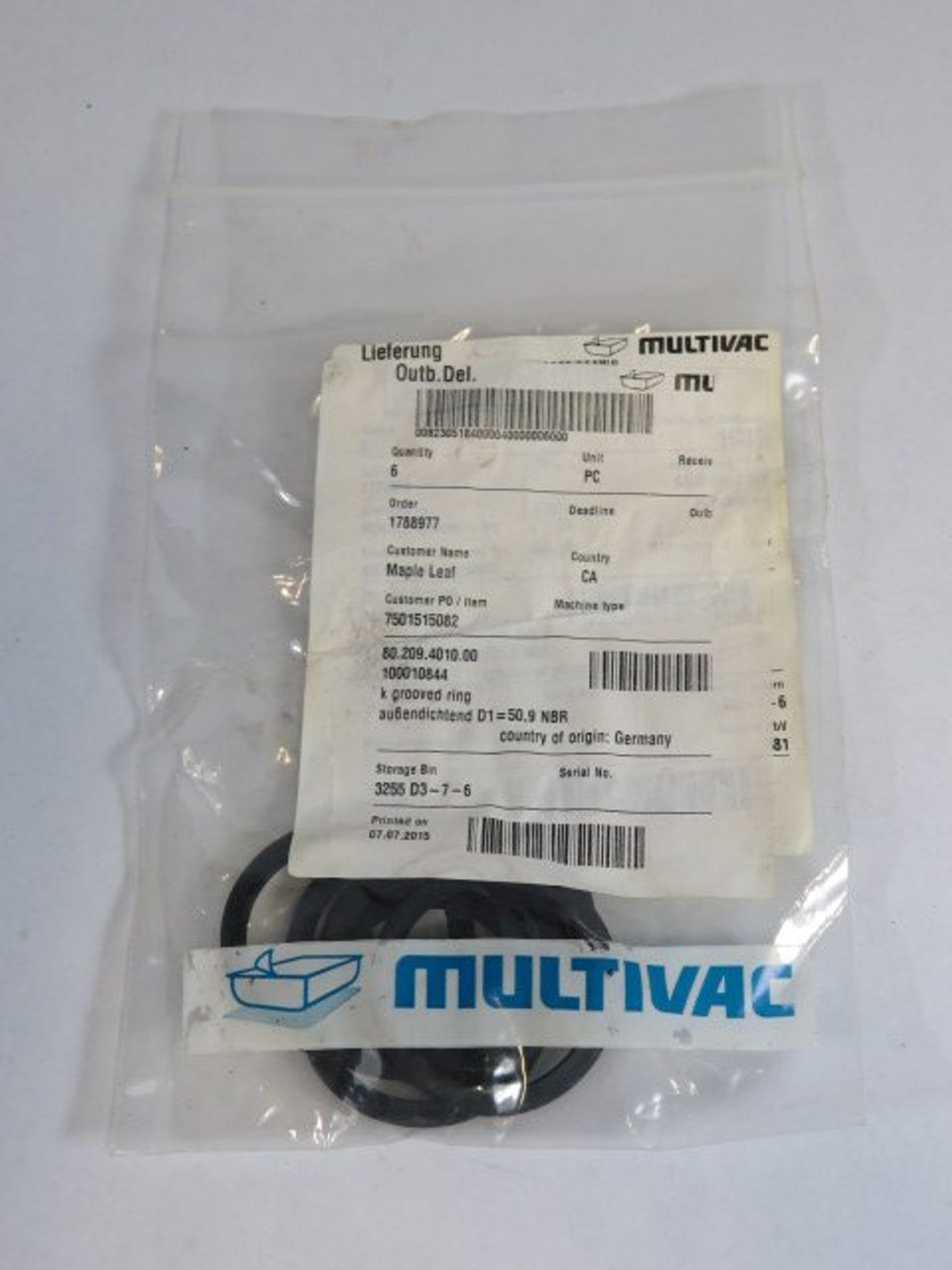 Multivac 80.209.4010.00 K Grooved Ring 6-Pack ! NWB !