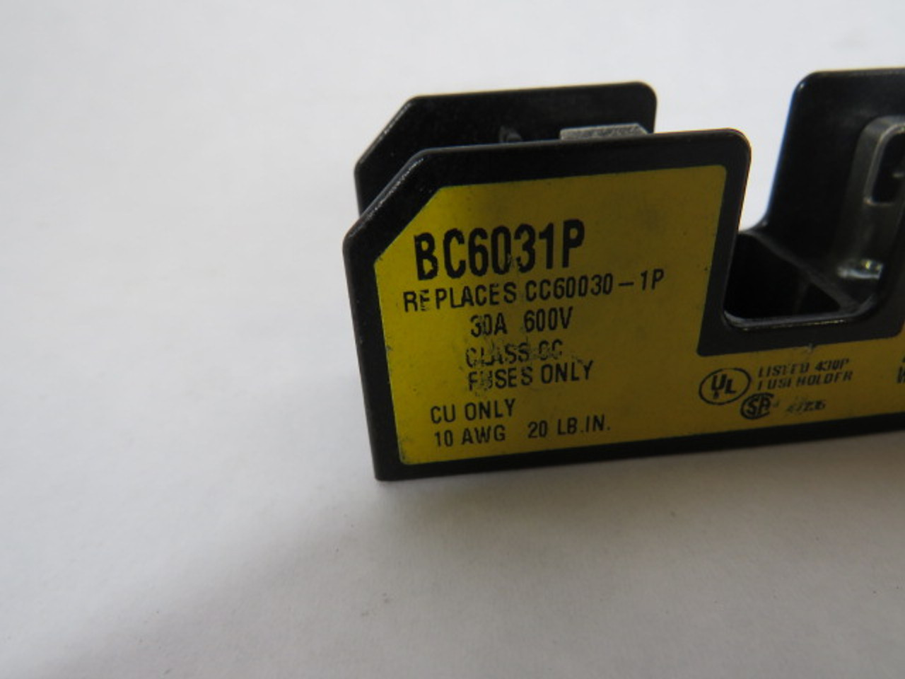 Bussmann BC6031P Fuse Holder 30A 600V 1Pole USED