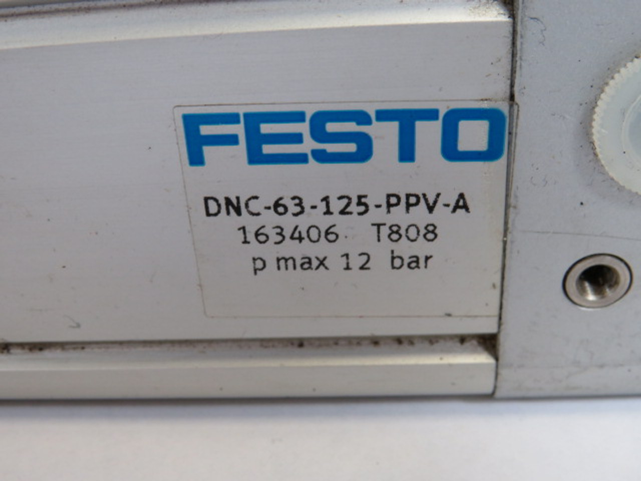 Festo DNC-63-125-PPV-A Standard Cylinder 63MM Bore 125MM Stroke 12BAR USED