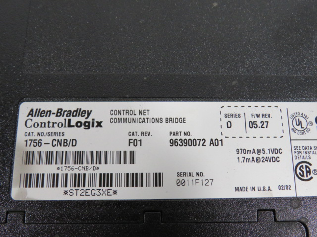 Allen-Bradley 1756-CNB/D Control Net Interface Module Cat REV F01 USED