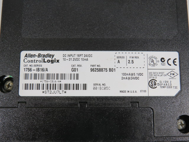 Allen-Bradley 1756-IB16/A DC Input Module Cat Rev G01 USED
