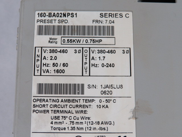 Allen-Bradley 160-BA02NPS1 AC Smart Speed Controller USED