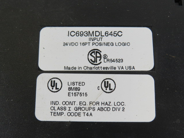 GE Fanuc IC693MDL645C Logic Input Module 24VDC 16PT NO DOOR USED