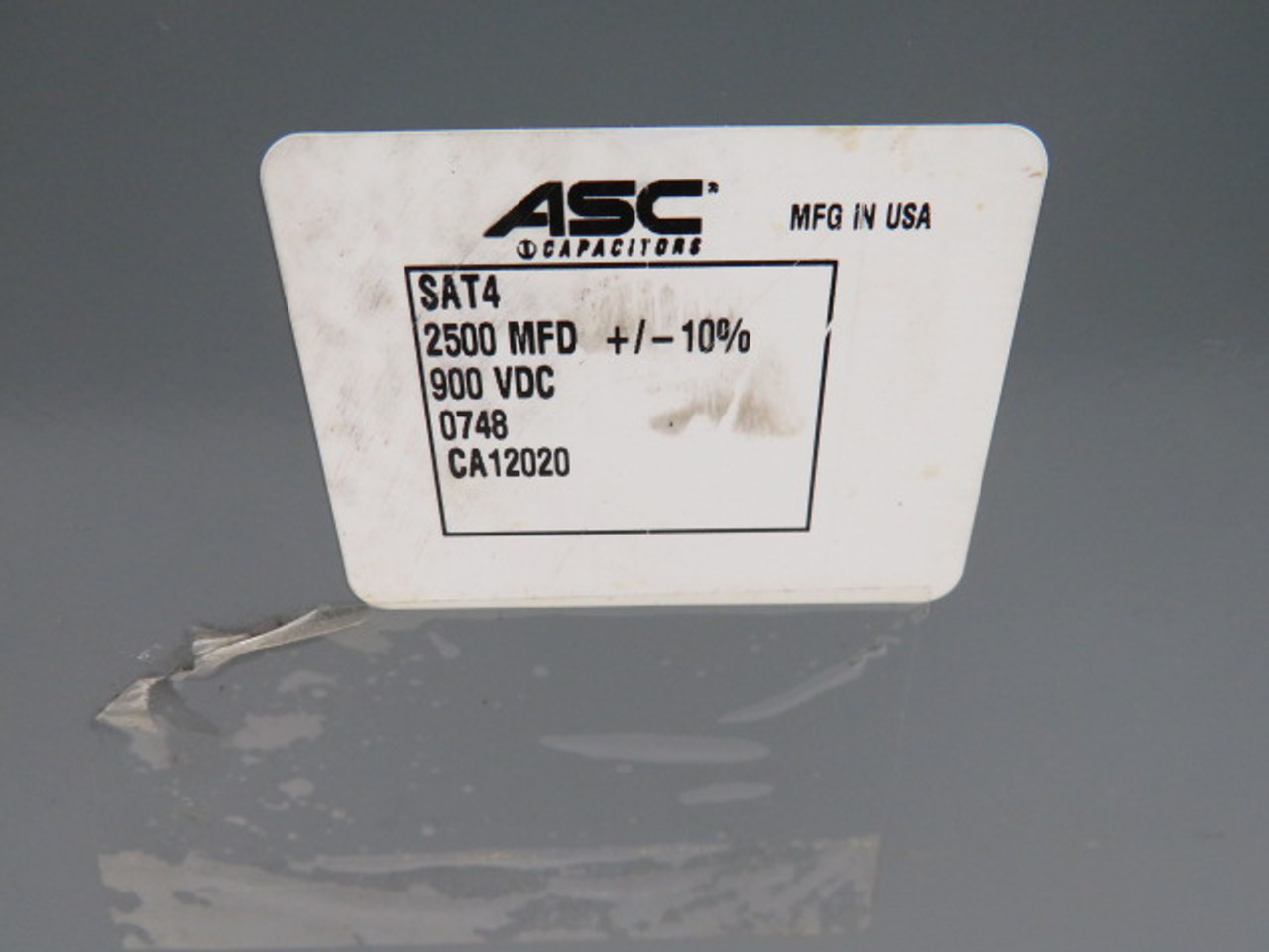 ASC Capacitors SAT4 Storage Capacitor 2500MFD +/- 10% 900VDC CA12020 USED