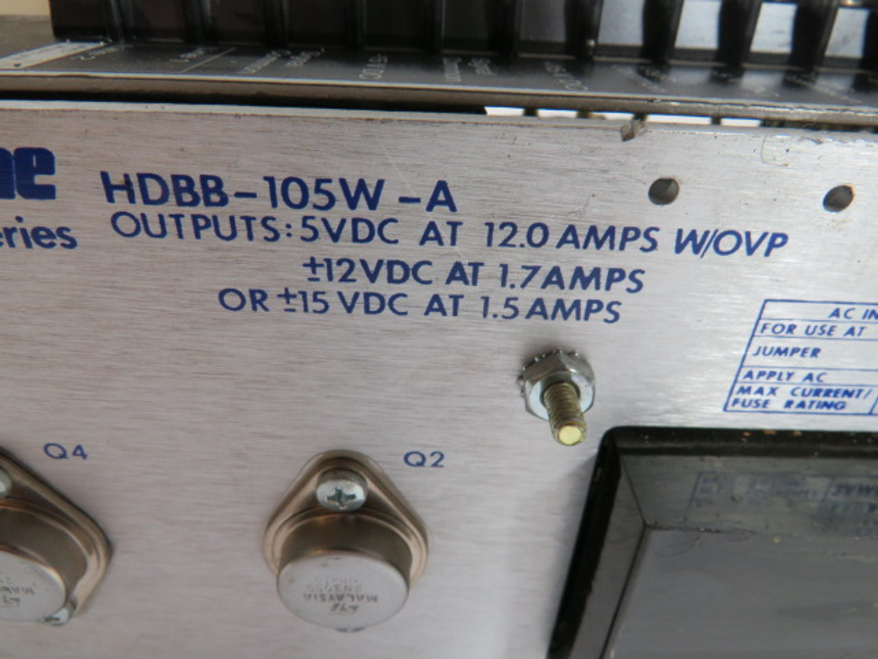 PowerOne HDBB-105W-A Power Supply Output: 5VDC@12A 12VDC@1.2 15VDC@1.5A USED