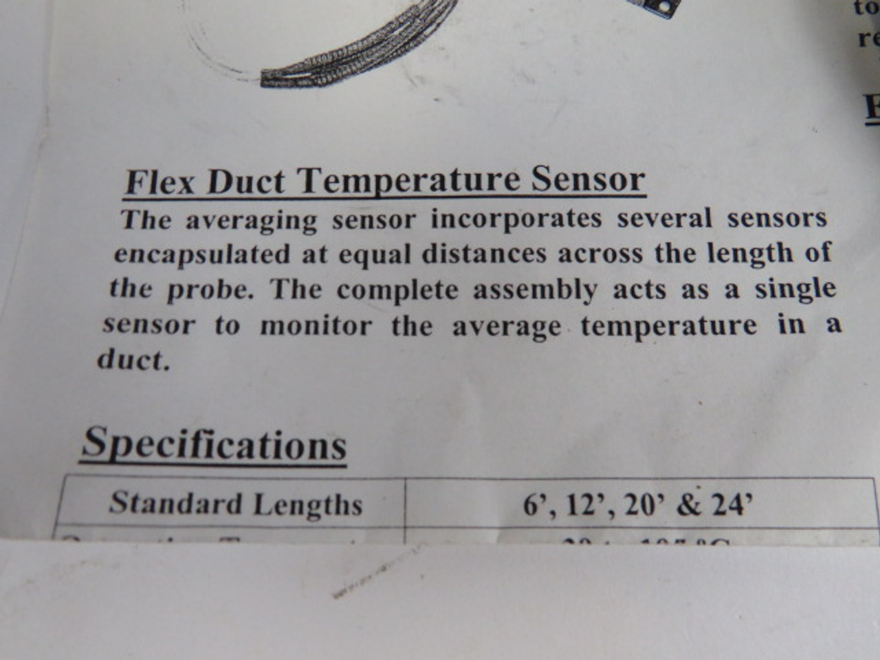 Micro Thermo 23-0048 Flex Duct Temperature Sensor European Enclosure ! NOP !