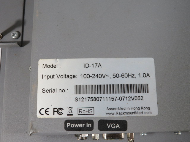 RackmountMart ID-17A 17" Panel Mount Monitor 100-240VAC 50/60Hz USED