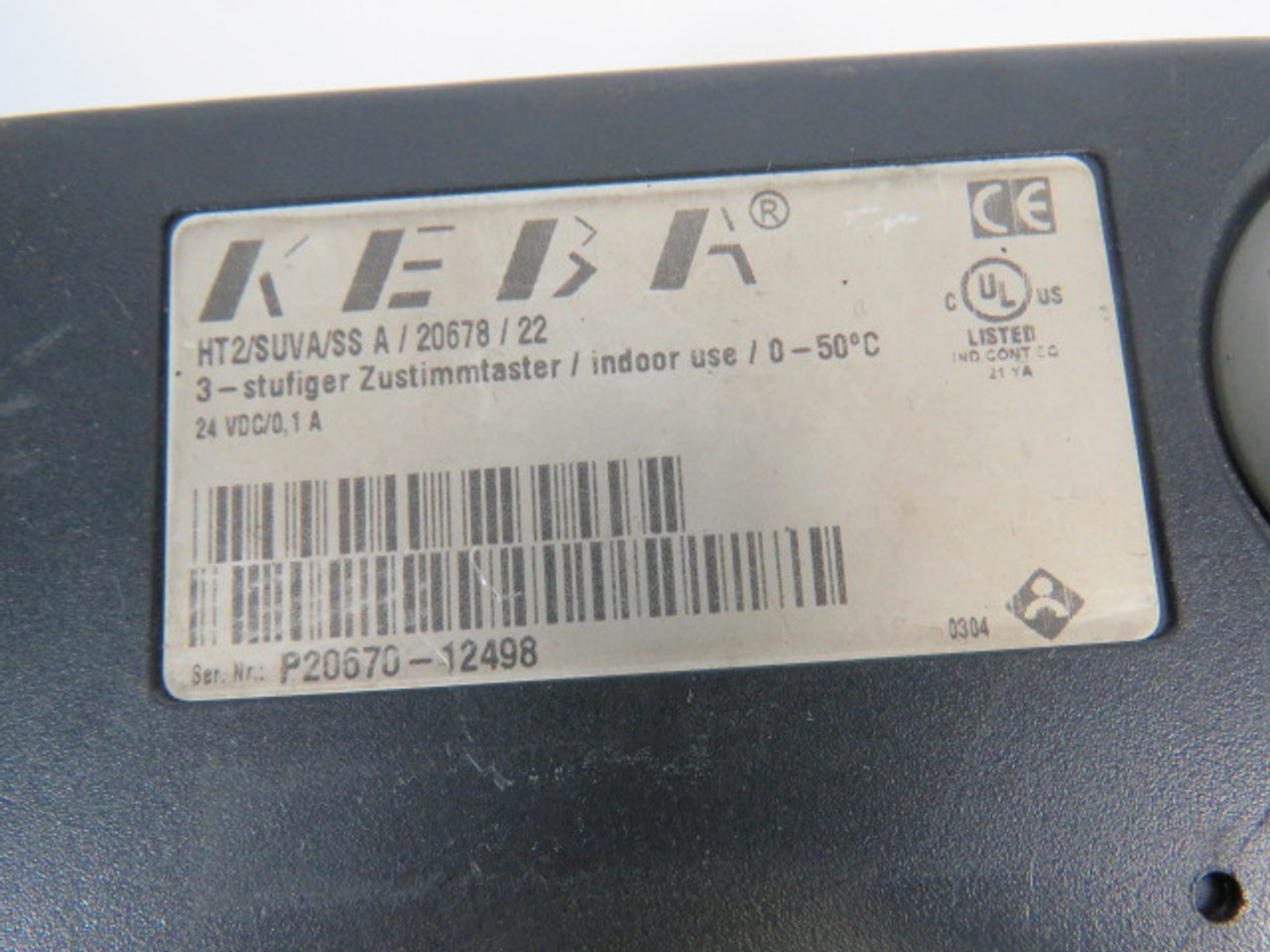 Keba HT2/SUVA/SS/A/20678/22 Teach Pendent w/Cable & Key USED