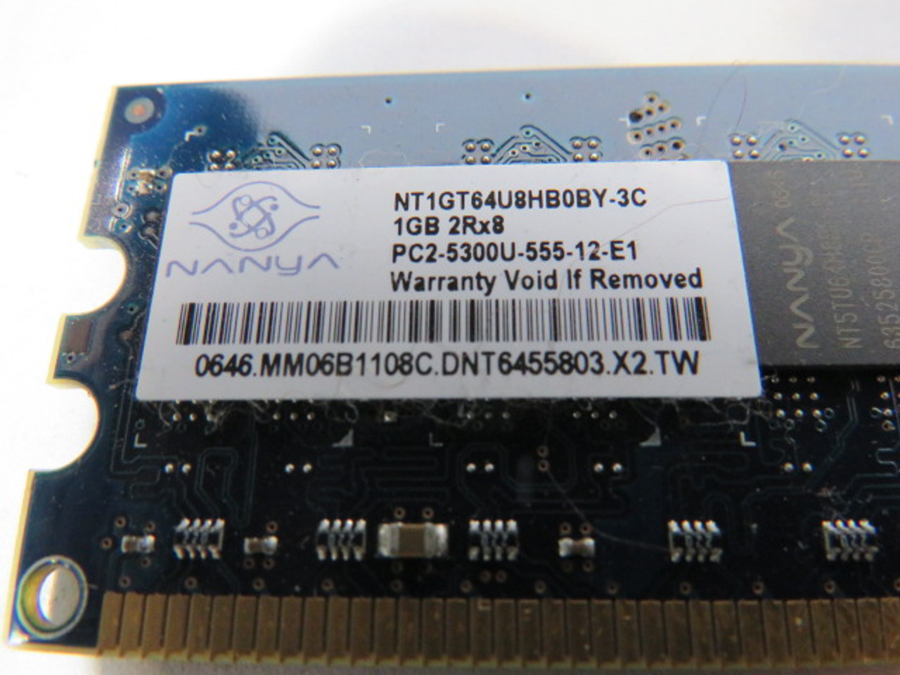 Nanya NT1GT64U8HBOBY-3C DDR2 RAM 1GB 2Rx8 USED