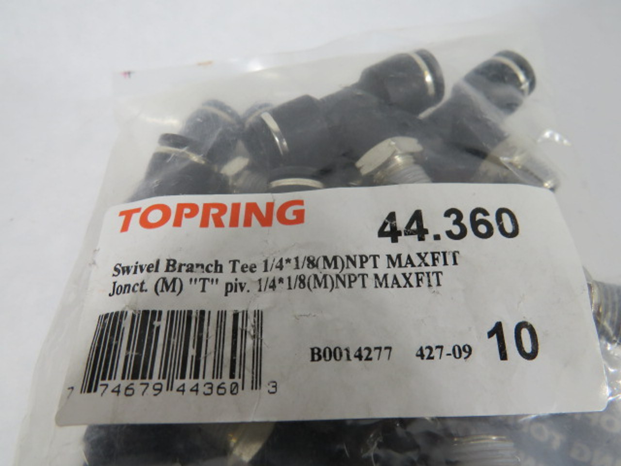 Topring 44.360 Swivel Branch Tee 1/4"-1/8"NPT 10-Pack ! NWB !