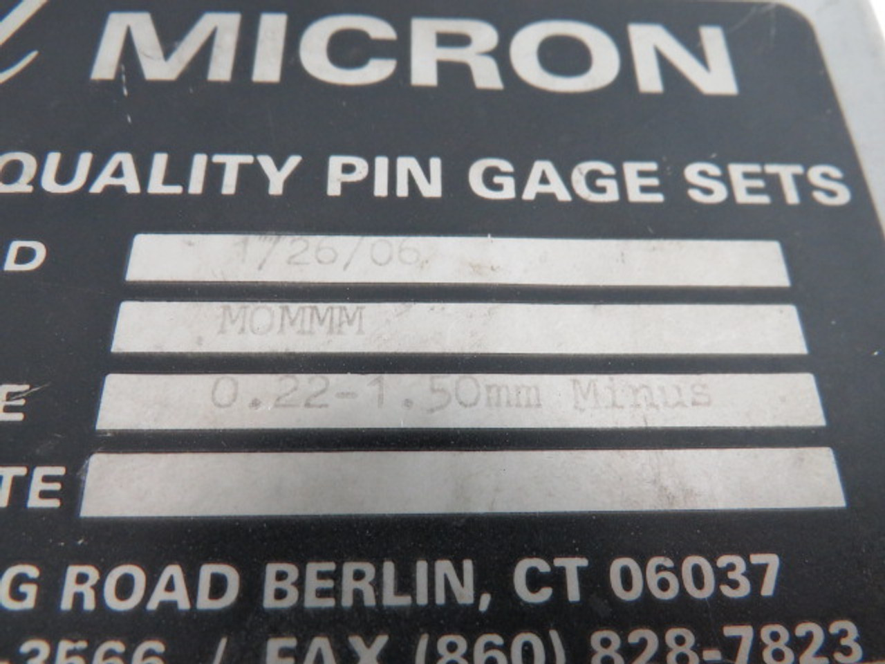 Micron M0MMM Pin Gage Set .22-1.5mm Range *Missing .22,.28 &.40mm Pins* USED