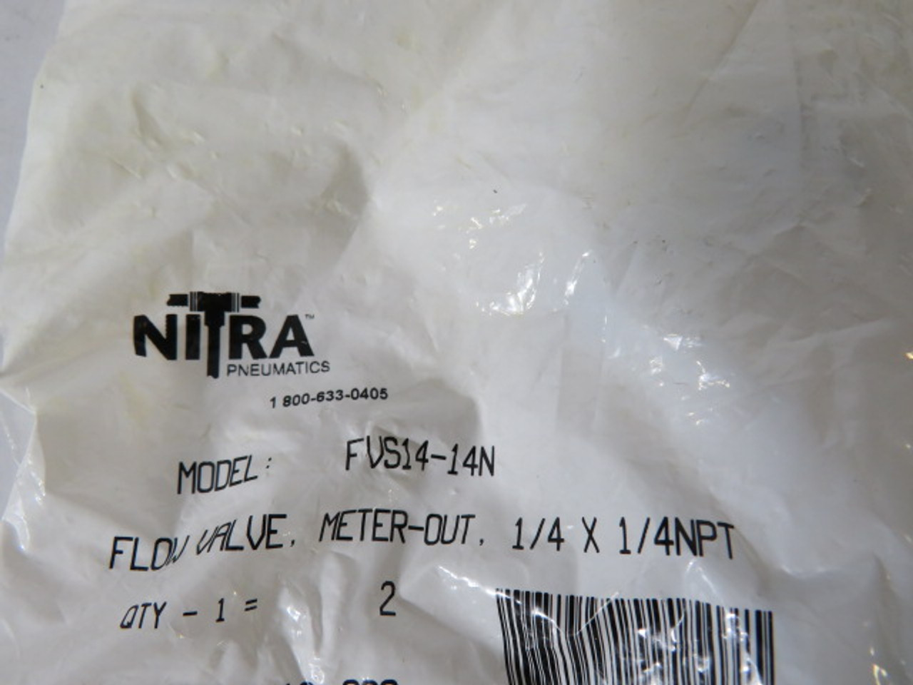 Nitra FVS14-14N Meter-Out Flow Valve 1/4"x1/4"NPT 2-Pack ! NWB !