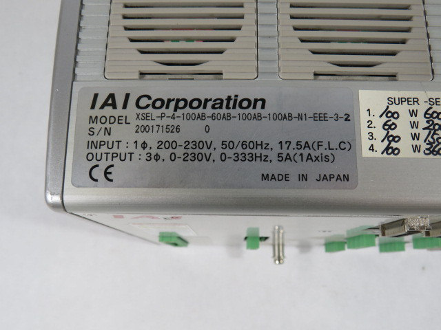IAI XSEL-P-4-100AB-60AB-100AB-100AB-N1-EEE-3-2 Program Controller ! NEW !