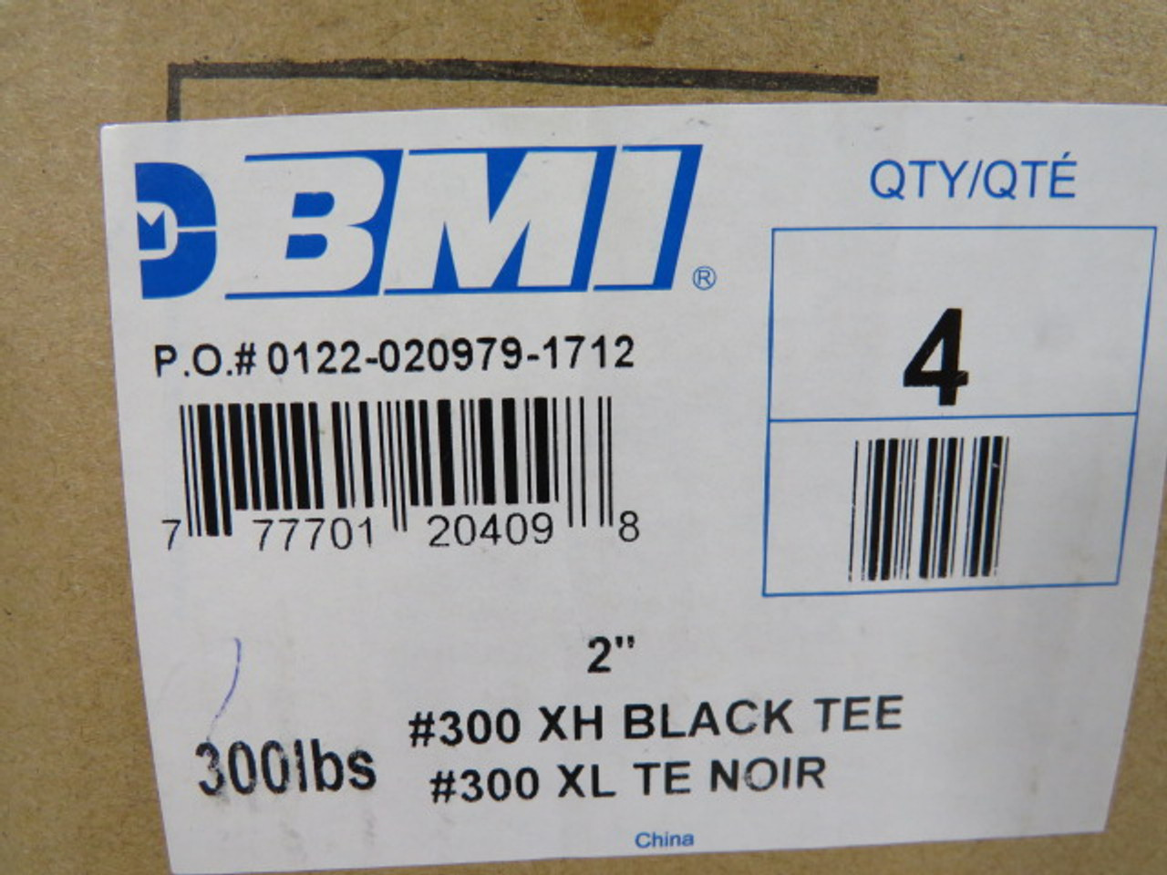 BMI 20409 Black Threaded XH Tee Pipe Fittings 2" 4-PK ! NEW !