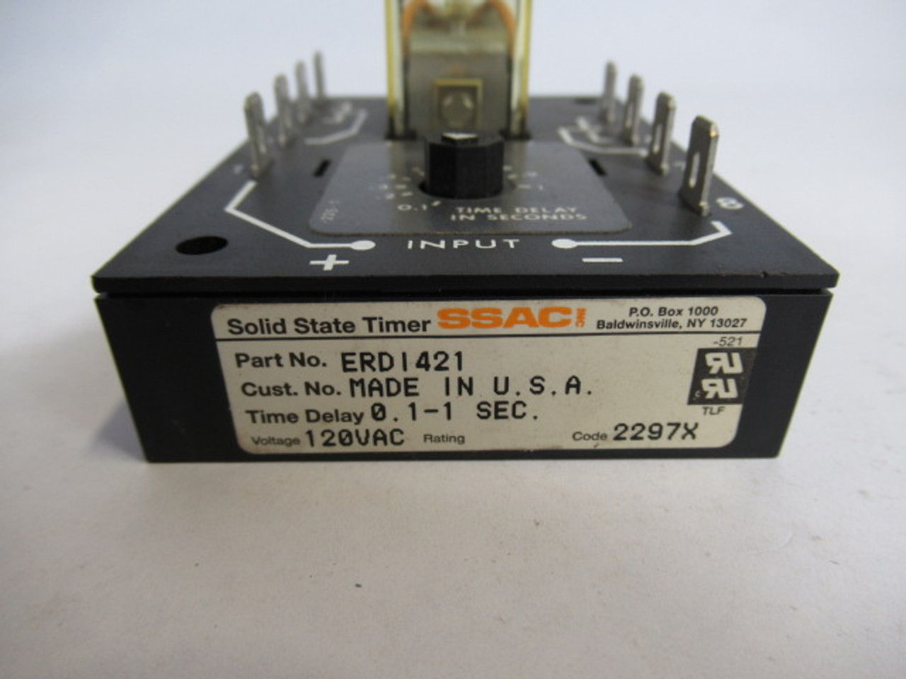 SSAC ERD1421 Solid State Timer 0.1-1Sec C/W Omron 110/120VAC Relay USED