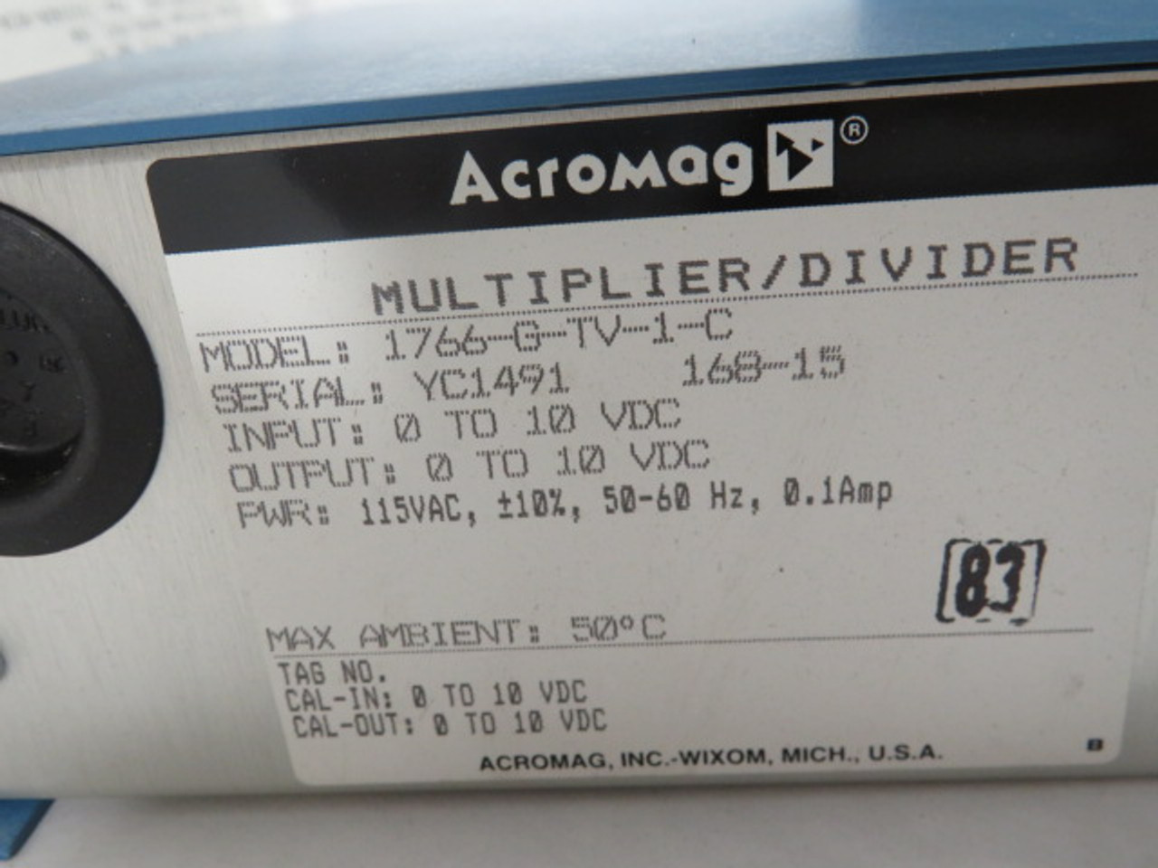 Acromog 1766-G-TV-1-C Multiplier/Divider In/Out: 0-10VDC ! NOP !