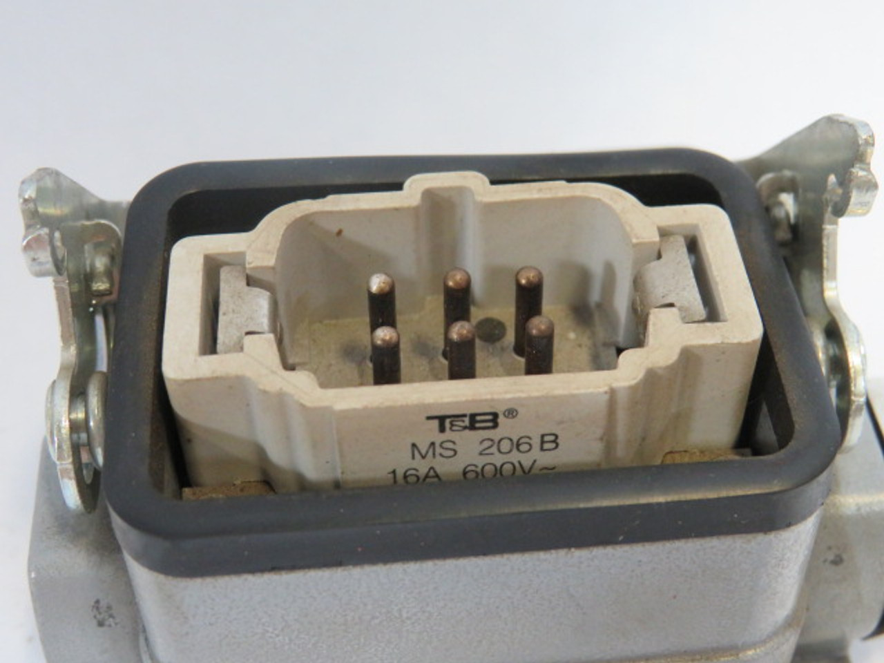 Thomas & Betts MS-206B Male 6 Pin Connector w/Enclosure 16A 600VAC USED