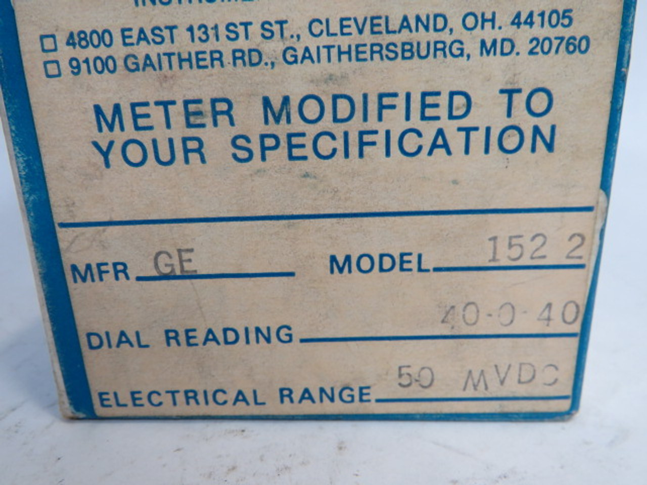 General Electric Model 152-2 Panel Meter 40-0-40DC Amperes 50MVDC ! NEW !