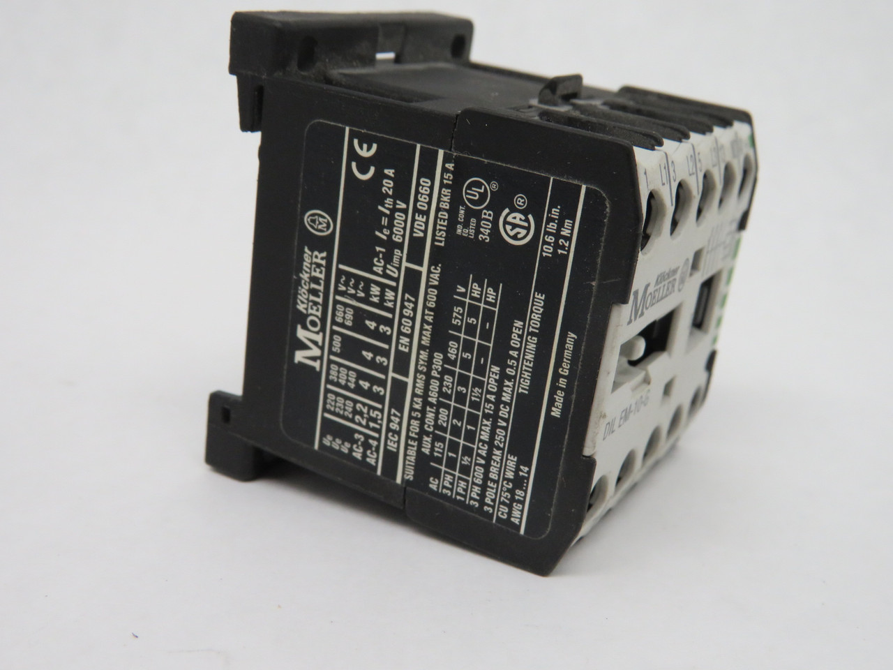 Klockner Moeller DILEM-10-G Contactor 24VDC 50/60Hz 4NO USED