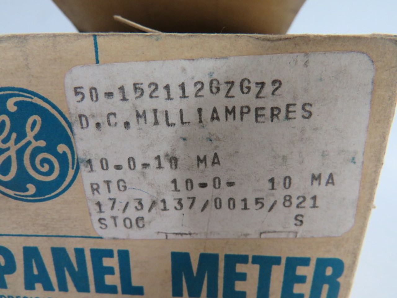 General Electric 50-152112GZGZ2 Panel Meter 10-0-10 DC Milliamperes ! NEW !