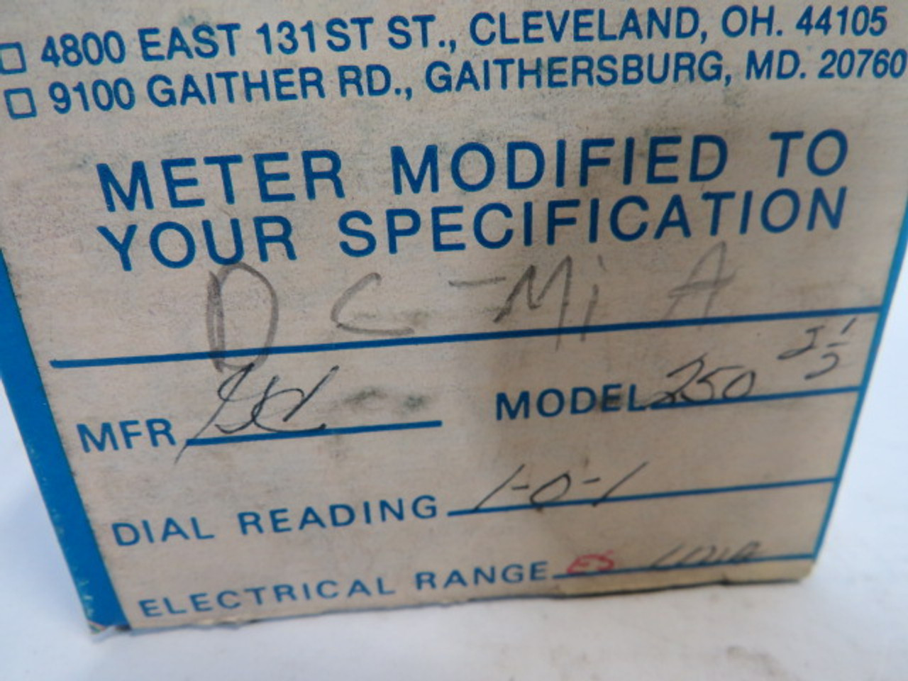 General Electric 250-2-1/2 Panel Meter 1-0-1 DC Milliamperes ES.1ma ! NEW !