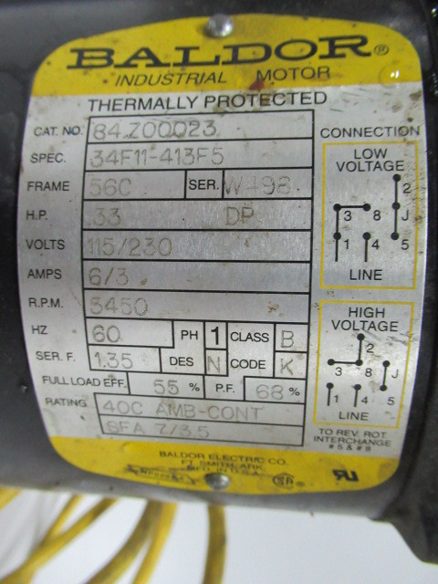 Grundfos SPK2-11/1-UWA-CVBV C/W Baldor .33HP 3450RPM 115/230V 56C USED
