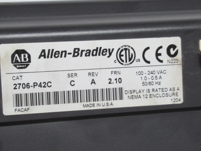 Allen-Bradley 2706-P42C Message Display 100-240VAC 1-2 Lines Tri Colour USED