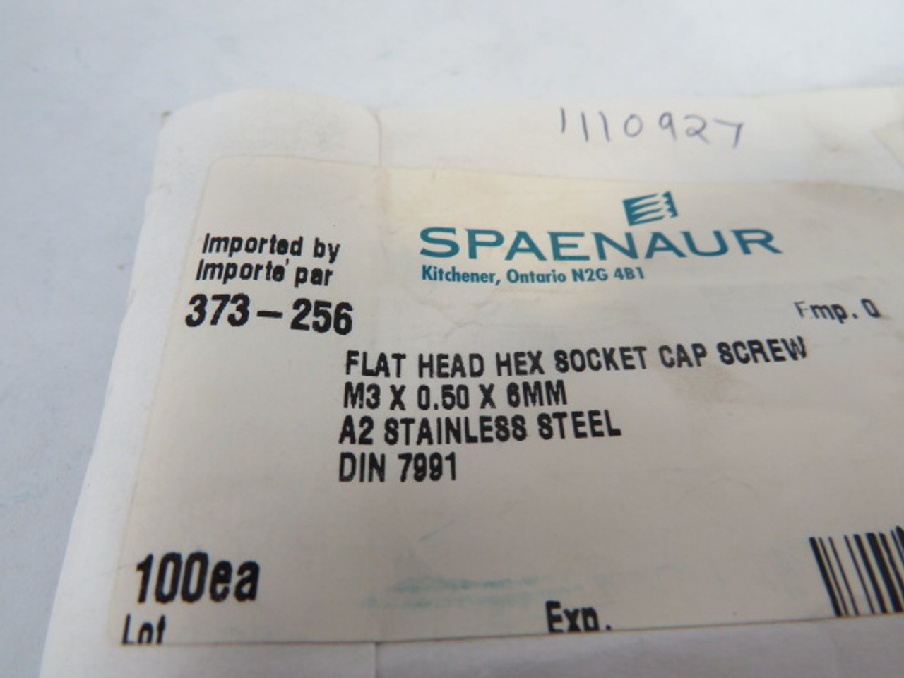 Spaenaur 373-256 SS Hex Cap Screw Flat Head M3x.50x6mm Lot of 150 ! NWB !