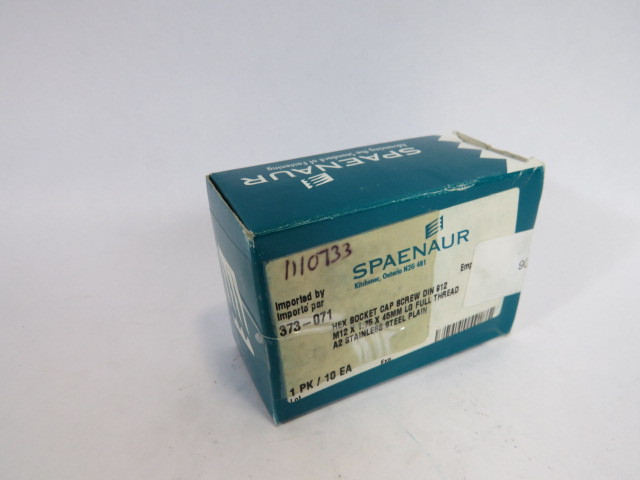 Spaenaur 373-071 SS Hex Socket Cap Screw M12x1.75x45mm 10-Pack ! NEW !