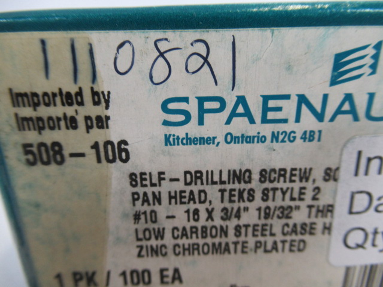 Spaenaur 508-106 Zinc Steel Self Drilling Pan Head Screw Lot of 87 ! NEW !