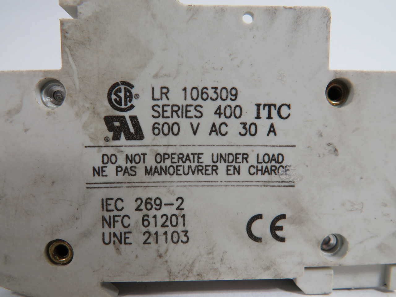 ITC 400.202 Modular Midget Fuse Holder 30A 600VAC 2 Pole USED