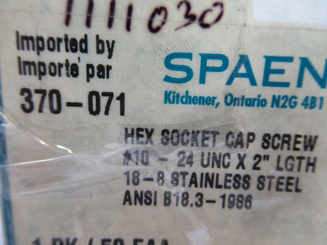 Spaenaur 370-071 SS Hex Socket Cap Screw #10-24UNCx2"L Lot of 48 ! NEW !