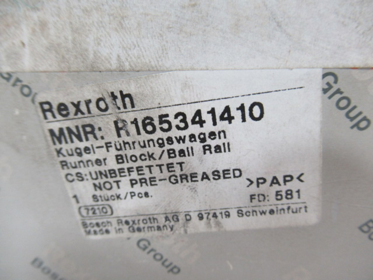 Rexroth R165341410 Linear Ball Bearing Block 34mmW Slidex110.5mmLx48mmW ! NEW !