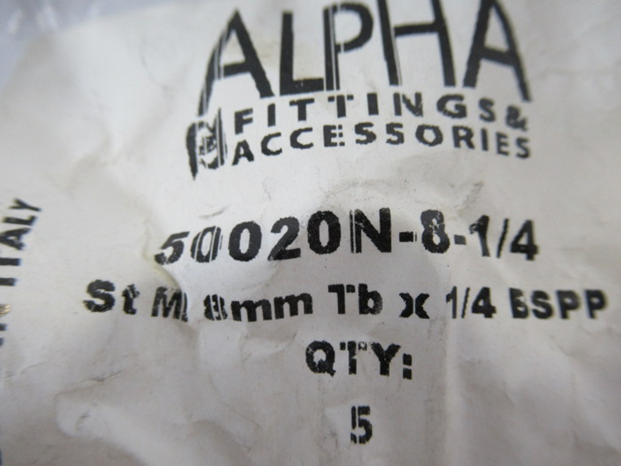 Alpha 50020N-8-1/4 Push-In Fitting 15BAR 8mm Tube 1/4"BSPP 5-Pack ! NWB !