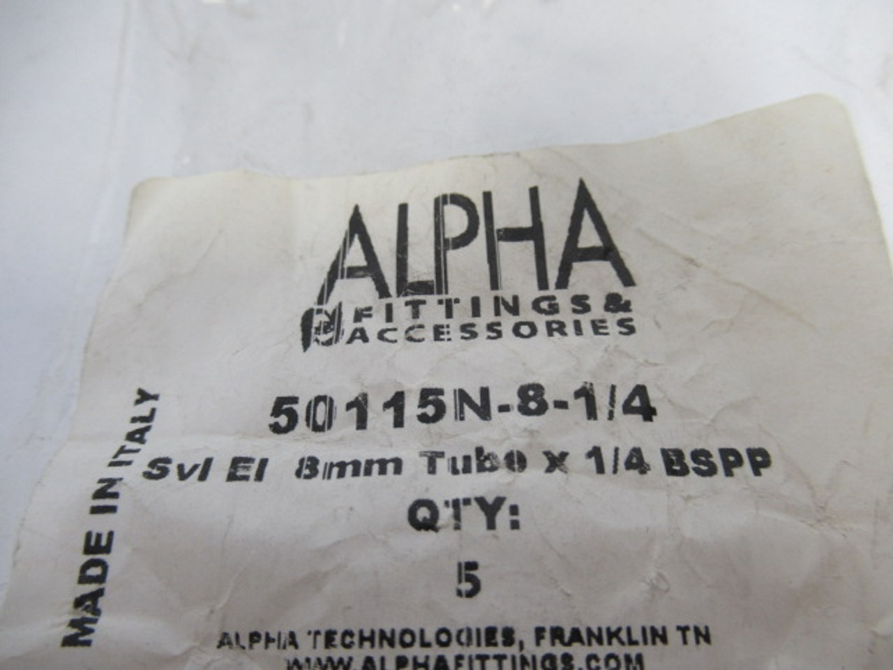 Alpha 50115N-8-1/4 Swivel Elbow Fitting 8mm Tube 1/4" BSSP Lot of 4 ! NWB !