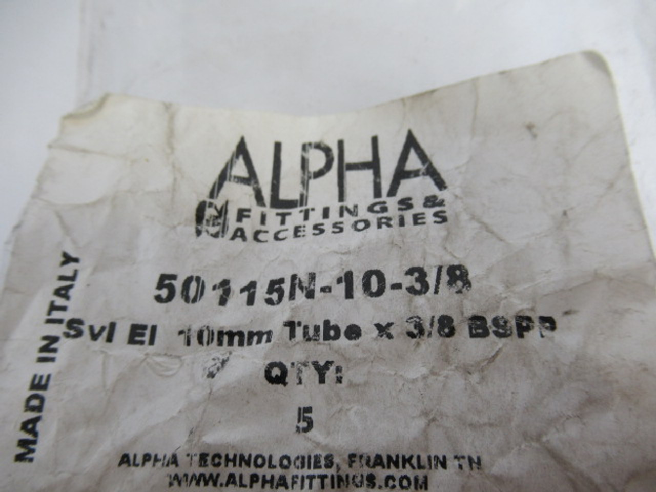 Alpha 50115N-10-3/8 Swivel Elbow Fitting 8mm Tube 3/8" BSSP Lot of 3 ! NWB !
