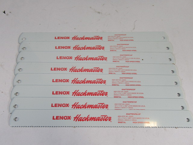 Lenox 466H Hackmaster Bi-metal Sawblade 14"L 1.25"W 0.62"T Pack of 8 USED