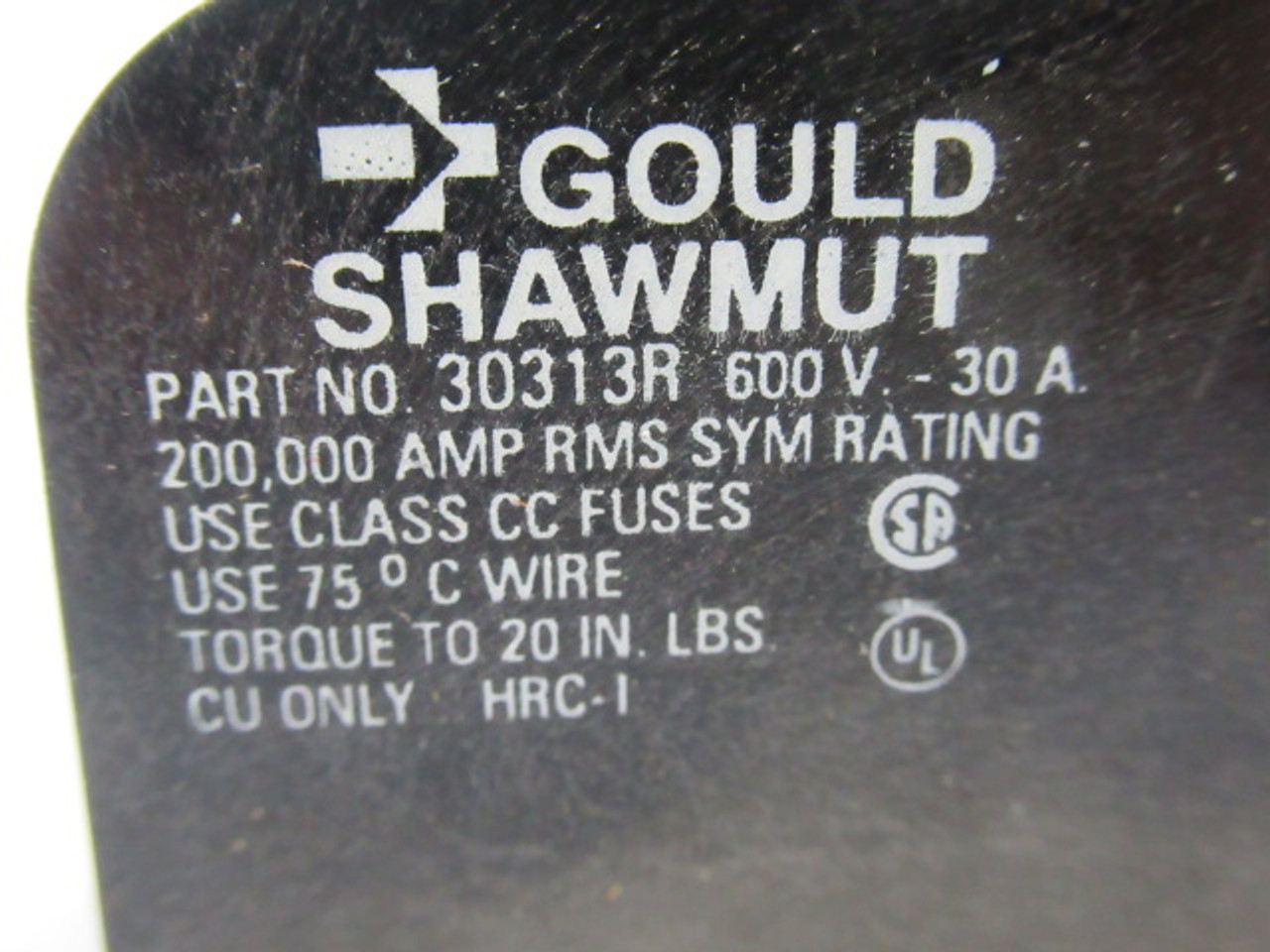 Gould Shawmut 30313R Fuse Holder 30A 600V 3 Pole USED