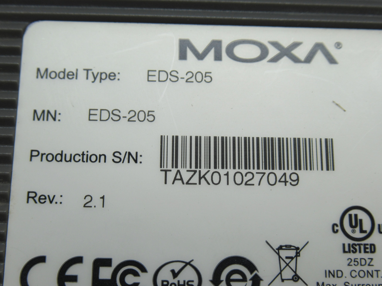 Moxa EDS-205 Rev. 2.1 5-Port Unmanaged Ethernet Switch USED